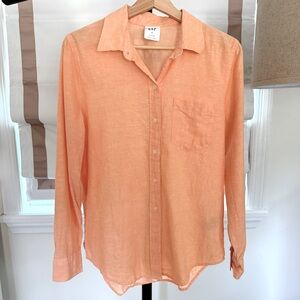 GAP Peach Orange Pastel Linen Blend Button-Up  Shirt